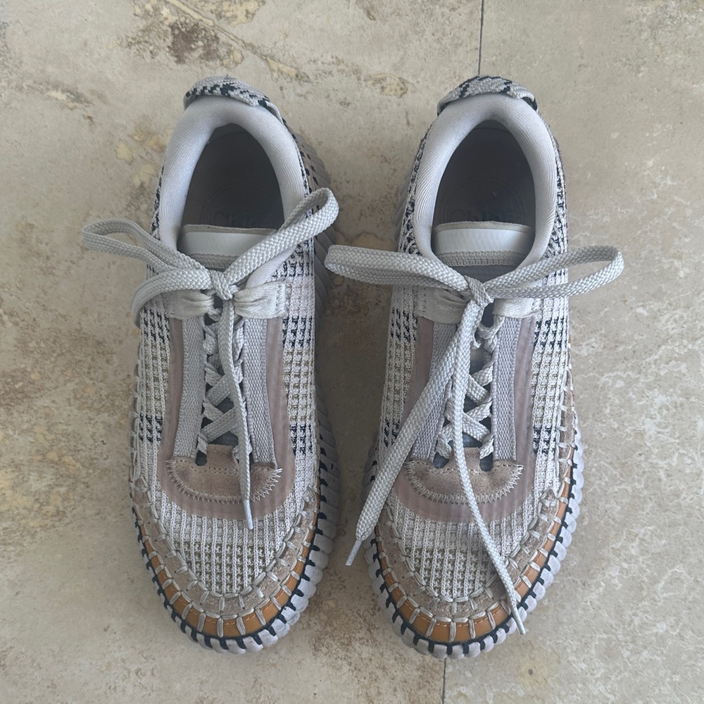 Chloe Gray and Tan Sneakers